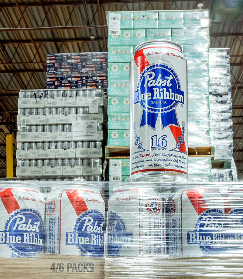 Pabst can in warehouse
