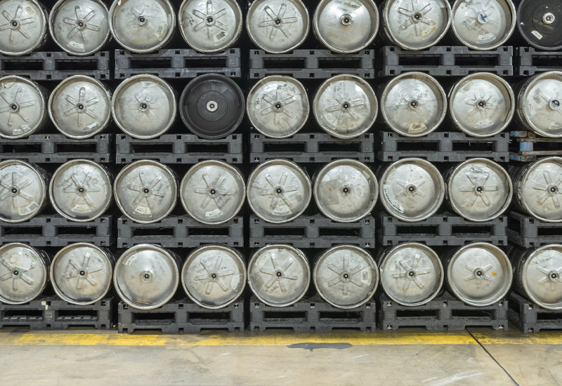 rows of kegs